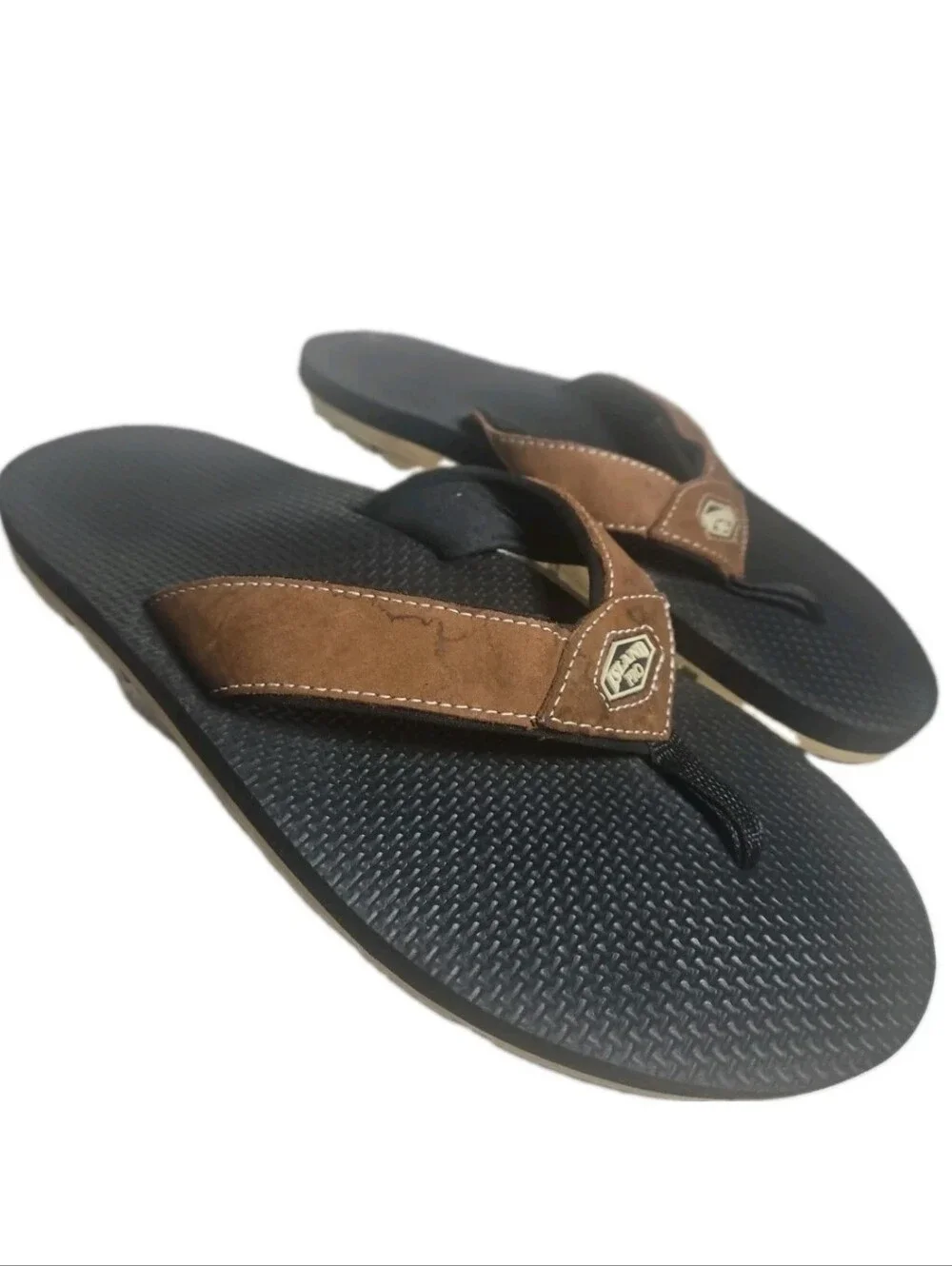 Island Pro Leather Sandal Men Size12 Brown MADE IN HAWAII Flip Flops Sandals [8B